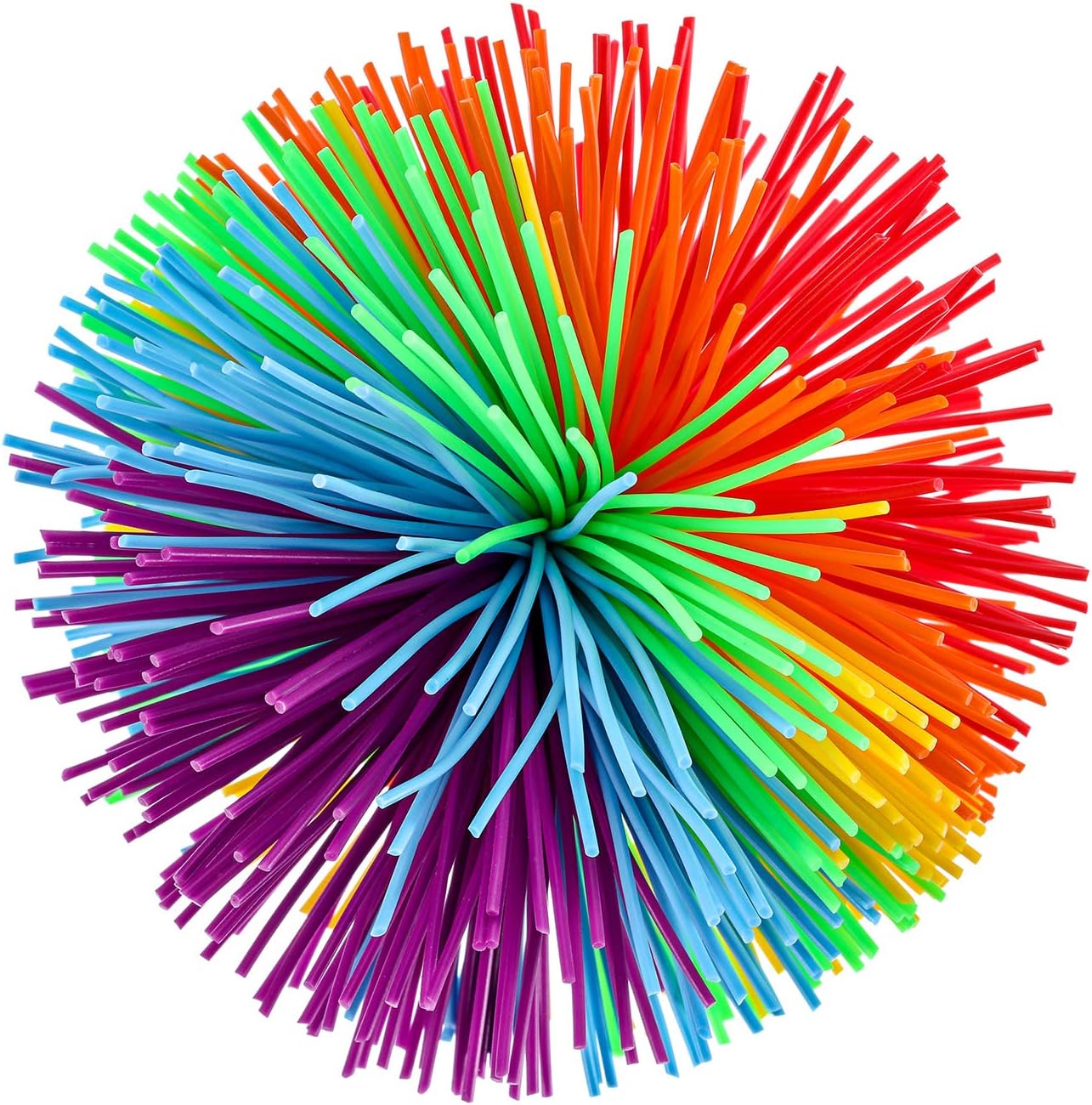 5 Pieces Monkey Stringy Balls Sensory Fidget Stringy Balls Soft Rainbow Pom Bouncy Stress Balls with Storage Bag, Multicolor (2.75 Inch 5 Pieces)