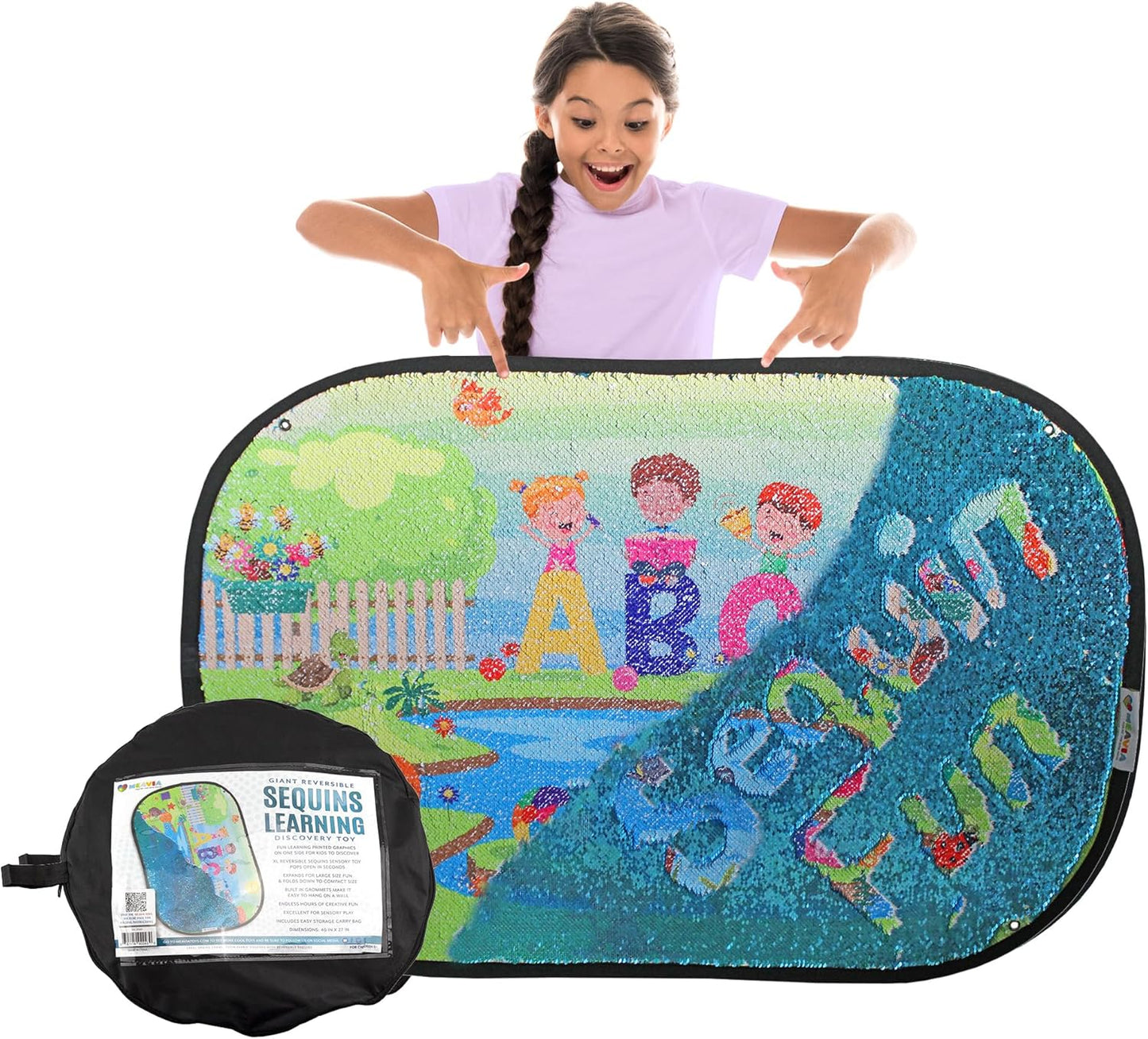 Reversible Sequins Wall Sensory Fun Toy Learning Discovery Version, Jumbo Size 40 x 27 Inches