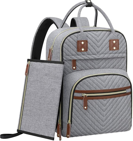 Diaper Bag Backpack for Women with Changing Pad, Baby Bag with Insulated Pockets Multifunctional Diaper Bags For Baby Girl Boy Waterproof Baby Bags For Boys Girls Maternity Bag Grey