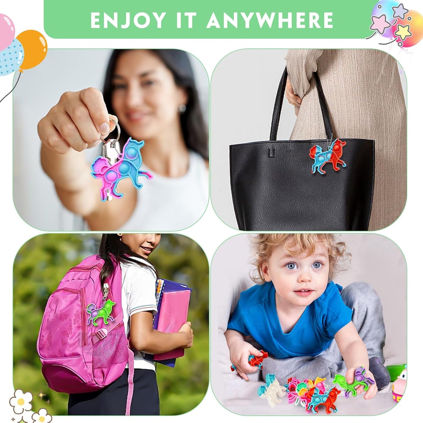 Pop Fidget Toys Bulk Its Birthday Party Favors for Kids 20 PCS Cute Dog Mini Pop Keychain It Sensory Fidget Toy Packs Fidgets for Classroom Prizes for Kids Birthday Goodie Bag Stuffers