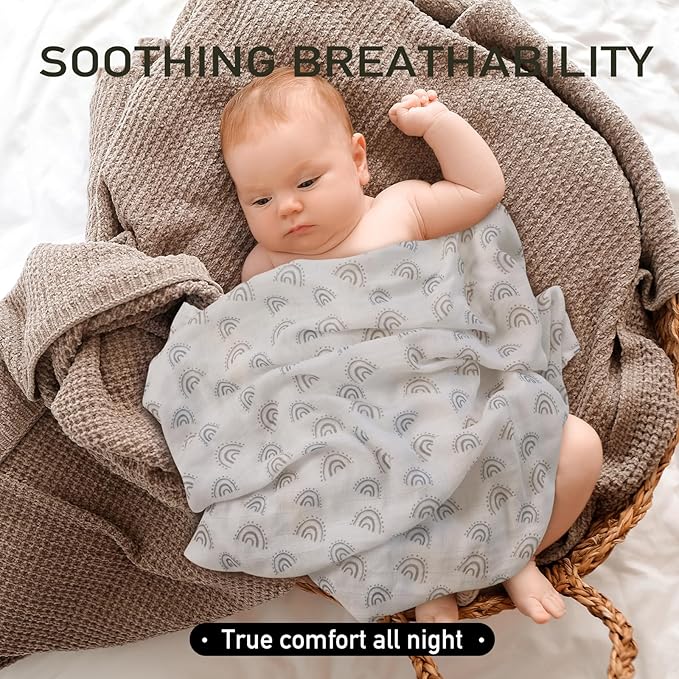 Muslin Baby Burp Cloths, Large 27 x 27 Inches Burping Cloths for Newborn Girls Boys, 6 Pack Baby Burp Rags Towel and Washcloths for Infant (Graceful Colors)