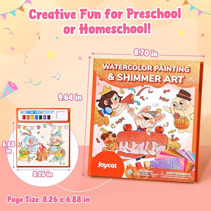 JoyCat Paint with Water Coloring Books, Art & Craft Activity, No Mess Art for Kids Ages 4-8, Craft Kits & Supplies, DIY Creative Activity, Presents for Girls & Boys (Party)