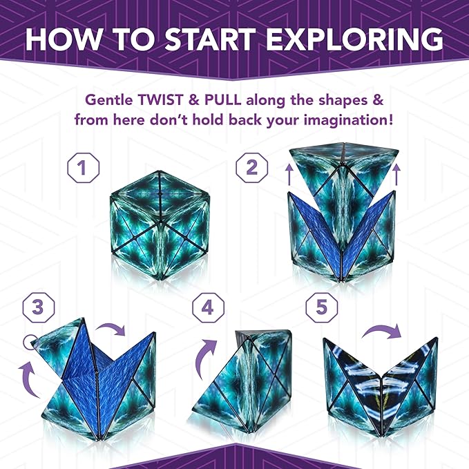 Duomoto Magnetic Transforming Cube - Shape Shifting Double Creativity Puzzle w/ 96 Rare Earth Magnets - Transforms Into Over 100 Shapes - by Fun in Motion Toys - Creators of Shashibo & Cubendi