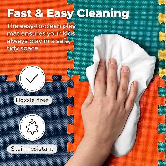 MioTetto Baby Play Mat, Soft Foam Floor Tiles for Kids. Adjustable Interlocking Foam Tiles, Fits with 74x74 Playpen Baby mat for Crawling & Development, Safe & Non-Toxic Playmat for Babies 6-12 Months