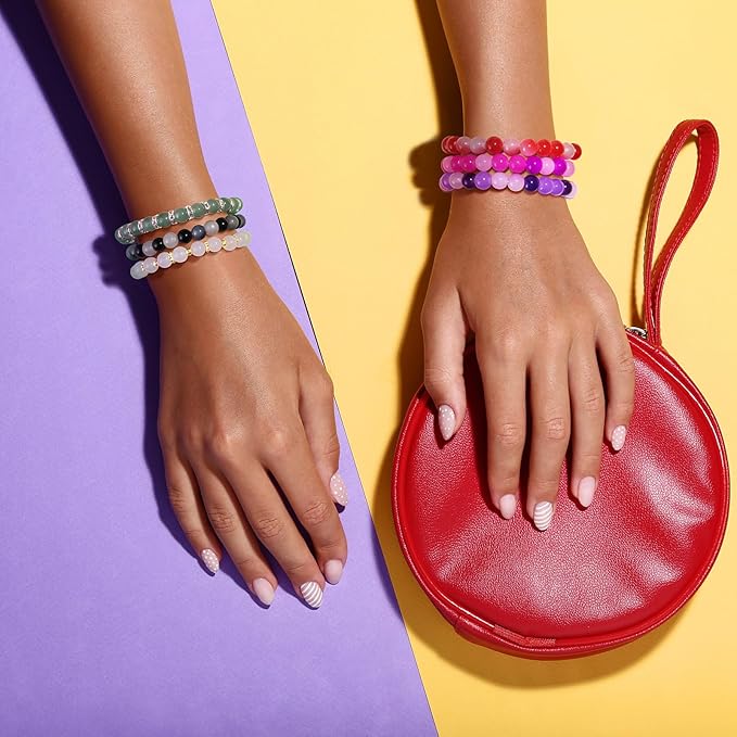 Funtopia 8mm Glass Beads for Bracelets, 36 Colors Crystal Beads for Jewelry Making, 1061pcs Bracelet Making Kit, Round Glass Bead for DIY Earrings Necklace Crafts with Spacer Bead and Charms