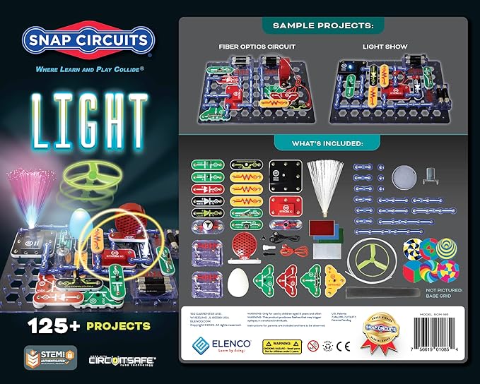 Snap Circuits Light Electronics Exploration Kit | Over 175 Exciting STEM Projects | Full Color Project Manual | 55+ Snap Circuits Parts | STEM Educational Toys for Kids 8+