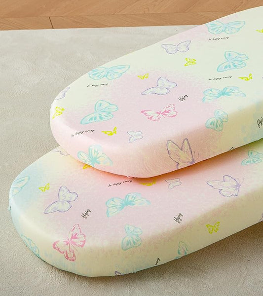 SDY Butterfly Bassinet Sheets Set 2 Pack for Boys Girls，Elastic Travel Crib Fashionable Floral Pattern, Standard Cradle Safe Sheets Set 32 * 16 * 4 inches (Butterfly)