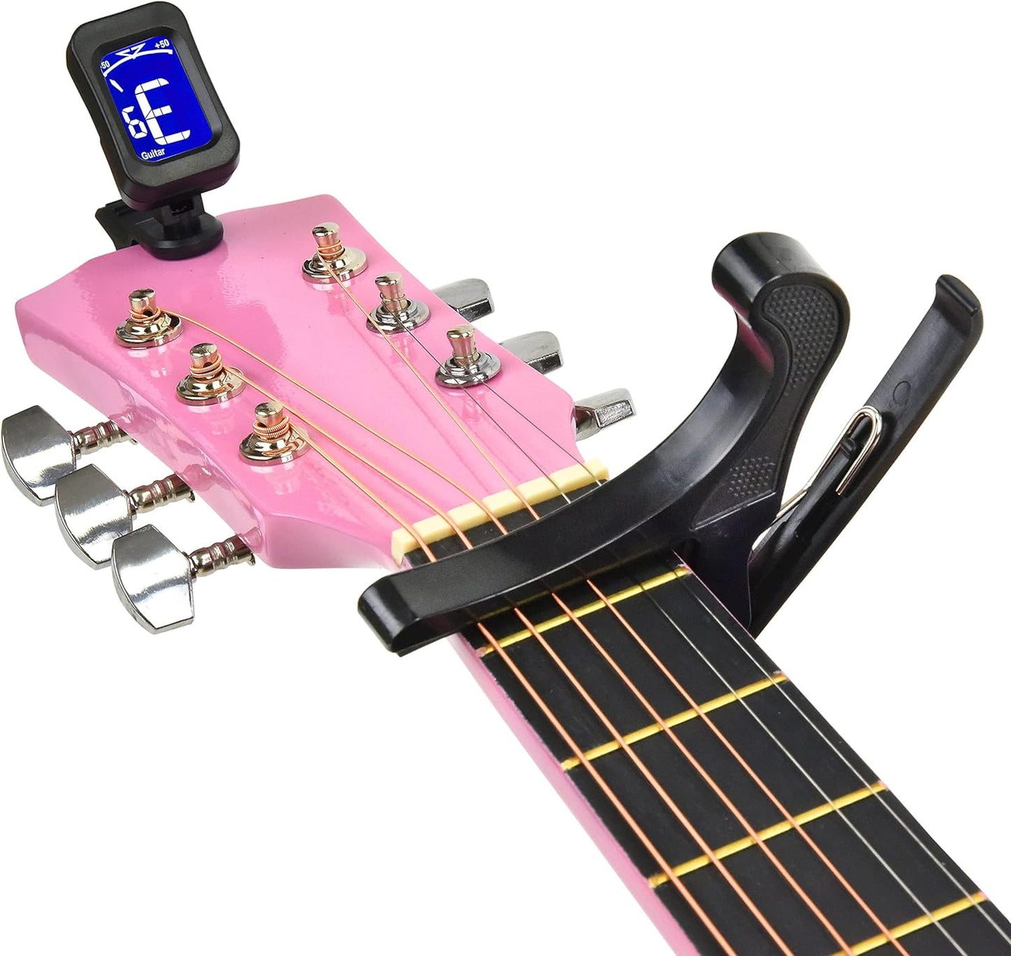 Classical Acoustic Guitar For Kids By MasterPlay- 30” Beginner Guitar For Learners- Accoustic String Starter Kit: Guitar Bag, Tuner, Strap, Extra Strings, Picks, Wash Cloth, Capo (Pink)