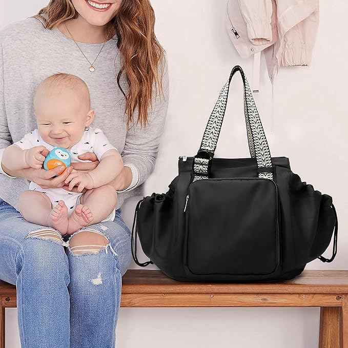 Diaper Bag Tote for Moms & Women, Large Capacity Multi-Functional Tote with 16 Compartments, Convertible Backpack & Shoulder Bag for Work, Travel, Shopping & Picnic (Stone Gray)