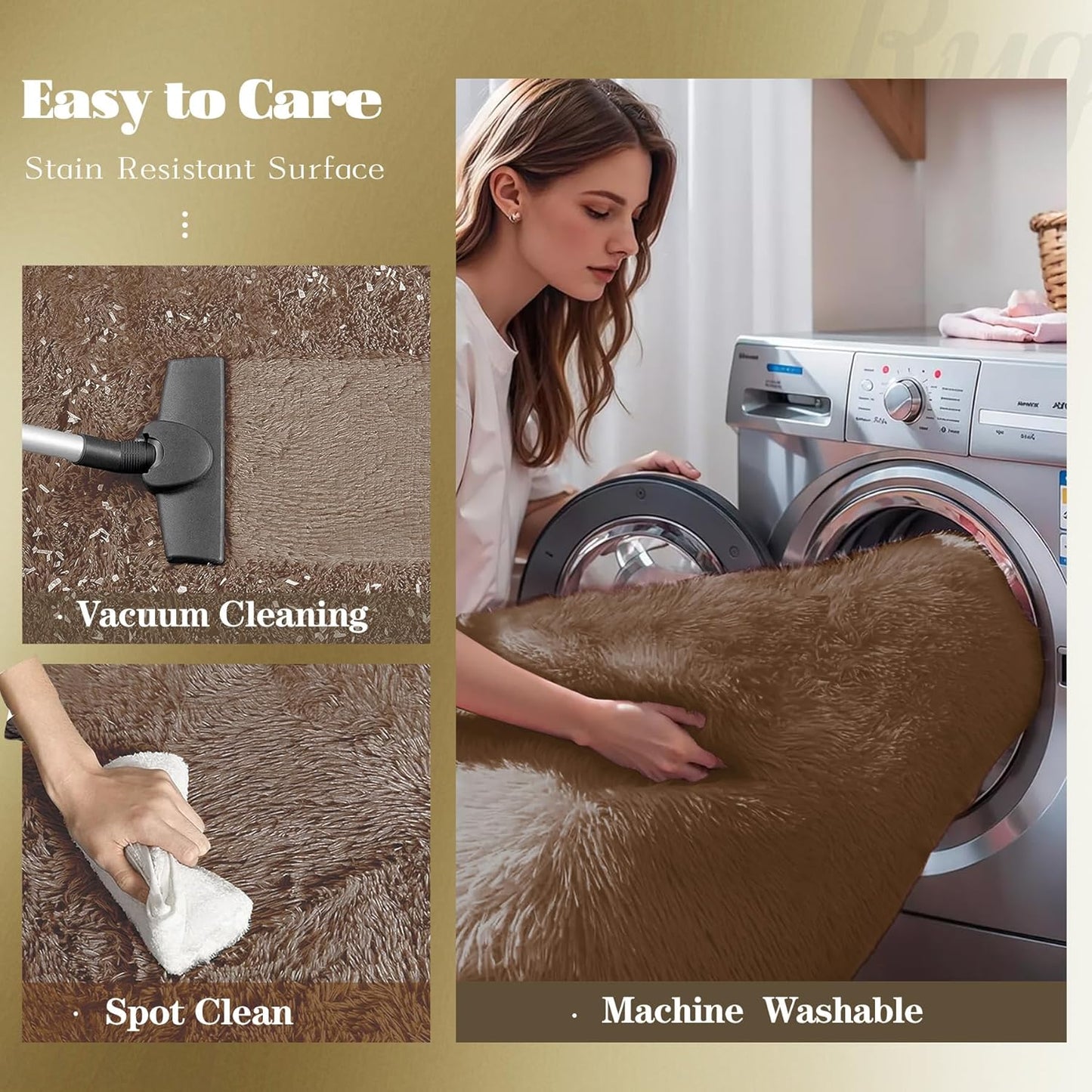 6x9 Area Rug for Living Room: Fluffy Shag Soft Washable Rugs Large Fuzzy Plush Indoor Carpet for Bedroom Nursery Playroom Kids Girls Boys Room (Coffee, 6'x9')