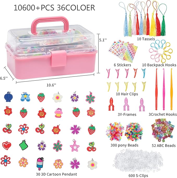 XKDOUS 10600+ Rubber Band Bracelet Kit, 36 Colors Bracelet Making Kit for Art and Craft, Rubberband Bracelets kit for Kids Ages 6+