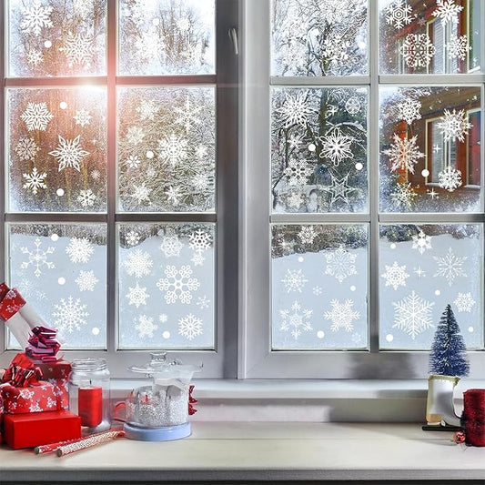 Snowflake Window Clings for Glass Windows Snow Spray Christmas Window Clings Winter Xmas Holiday Window Stickers Decals Decor 6 Sheets Christmas Decorations for Office Clearance Indoor