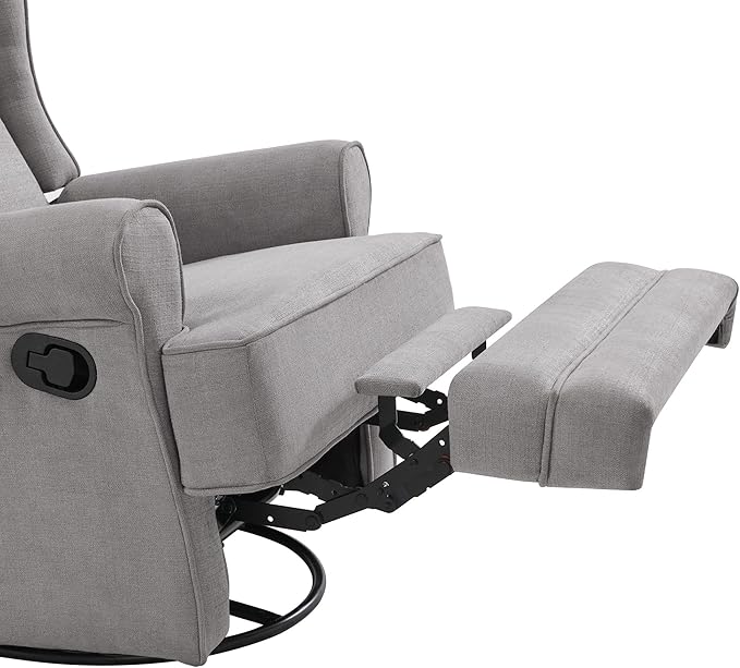 Oxford Baby Teegan Upholstered Swivel Glider & Recliner Nursery Chair, Gray