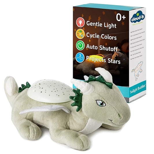 Cloud B Twilight Buddies Dragon Plush Night Light | Star and Constellation Projector in 3 Colours | Auto Shut-Off | from Birth