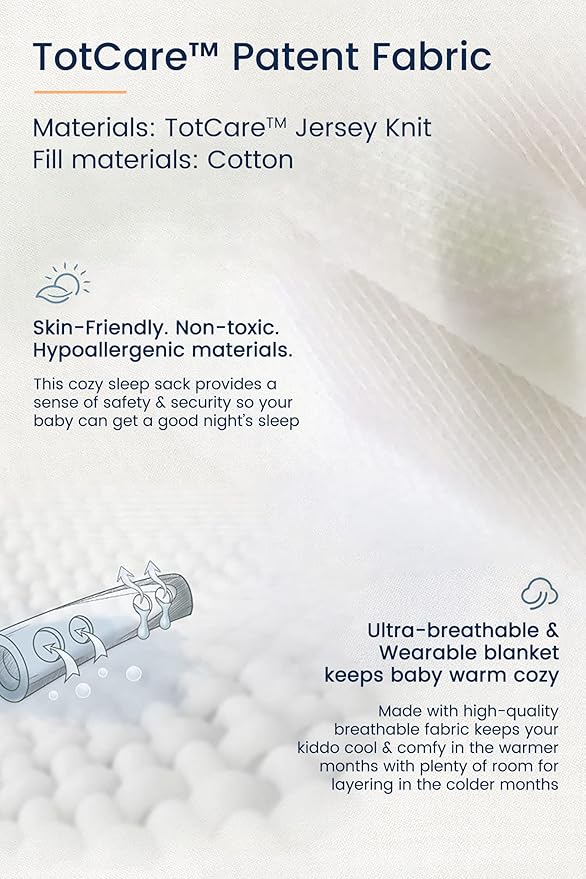TotAha Light Sleep Sack, Stretchy, Soft, Cozy Wearable Blanket Sleep Bag with 2-Way Safe Zippers for 0-6-12-24 Months 0.5 TOG