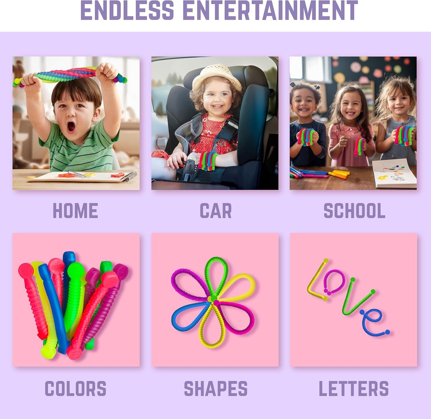 BUNMO Stretchy Strings - Sensory Toys for Toddlers 1-3 - Stimulating & Addictive Sensory Toys for Kids with Autism - Fidget Toy for Anxiety & Stress Relief - Hours of Fun for Kids - Mini Sensory 10pk