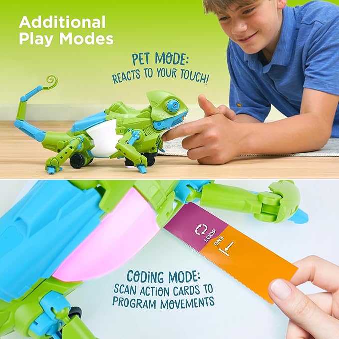 Thames & Kosmos My Robotic Pet: Coding Chameleon STEM Building & Experiment Kit | Color-Sensing Coding Robot for Boys & Girls Ages 8+, Screen-Free Educational Fun, Robotic Reptile with 3 Play Modes