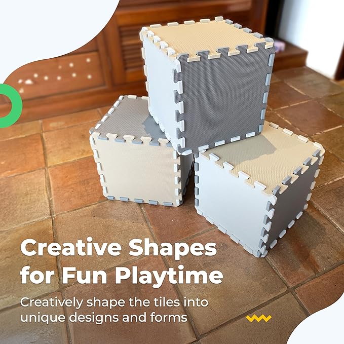 MioTetto Baby Play Mat, Soft Foam Floor Tiles for Kids. Adjustable Interlocking Foam Tiles, Fits with 74x74 Playpen Baby mat for Crawling & Development, Safe & Non-Toxic Playmat for Babies 6-12 Months