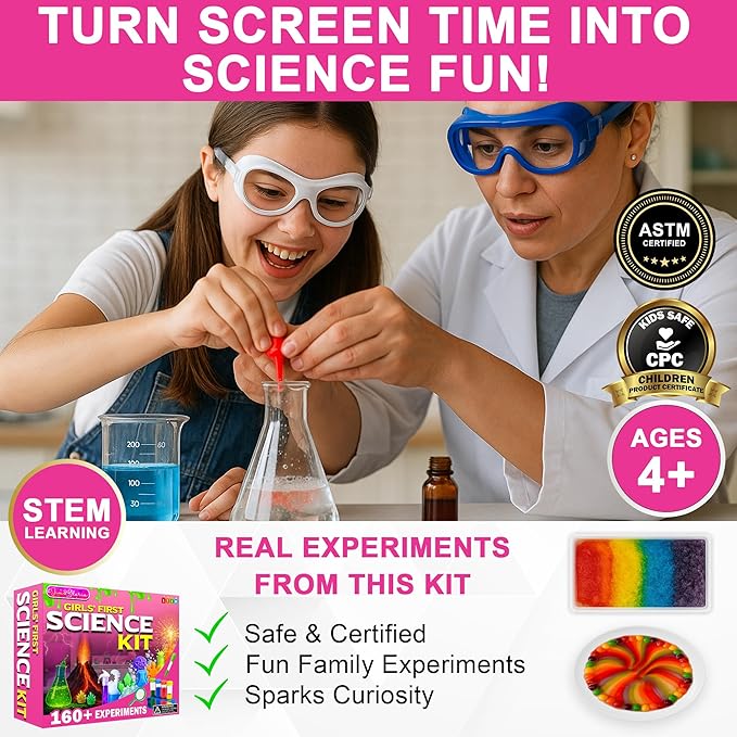 Jim&Gloria Science Kits for Kids Age 5-7 8-12 Year Old Birthday Gifts for Girls, Craft Supplies, Learning & Educational Toys, Stem Toys, Chemistry Set, Science Experiments for Kids Volcano Projects