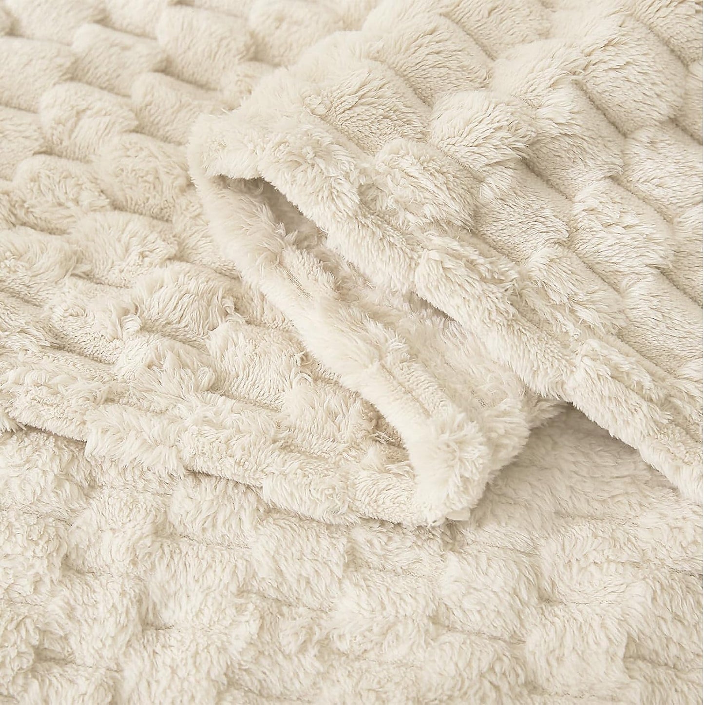 HOMRITAR Baby Blanket for Boys Girls 3D Flannel Fleece Fluffy Blankets for Baby Soft Plush Breathable Bed Blanket for All Season Toddler Infant or Newborn (30 x 40 Inch, Beige)