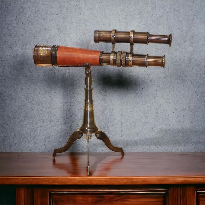 Vintage Brass Telescope on Tripod Stand DF Lens Antique Telescope Spyglass Nautical Beautiful On Brass Tripod Stand (Victorian Black Antique)