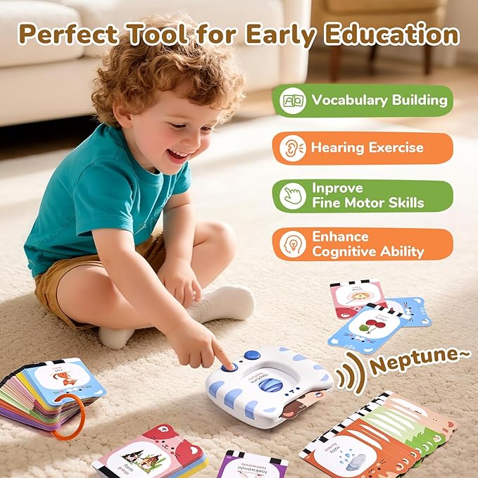 JoyCat Spanish & English Bilingual Talking Flash Cards for Toddlers 1-5, 454 Words with Durable Thick Cards, Easy to Slide in and Out, Speech Therapy Toys, Birthday Gifts for Boys Girls