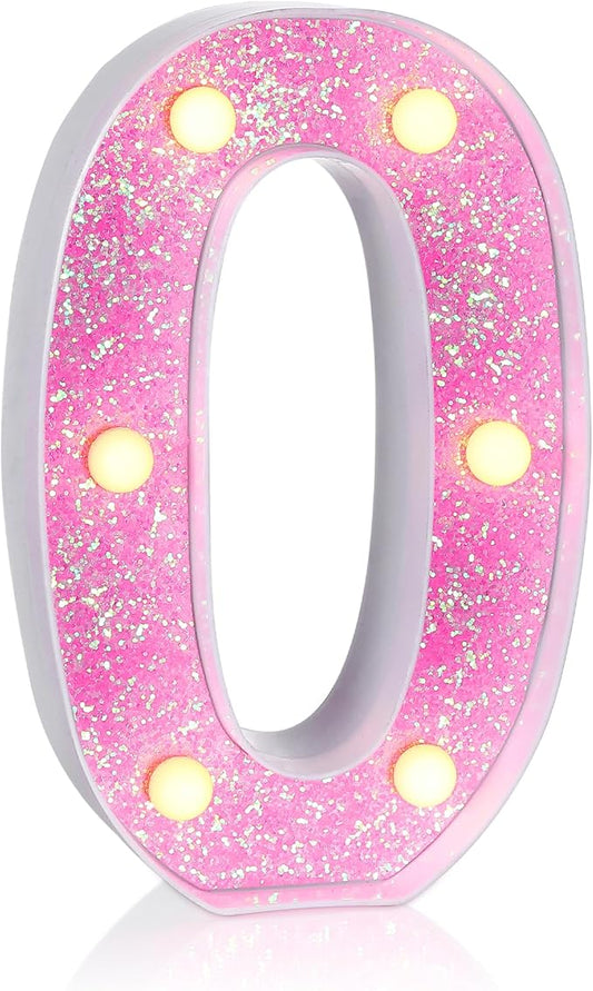 Foaky Pink Light up Letters，Pink Party Decorations,Girls Room Decor,Glitter Marquee Numbers,Alphabet Letter Sign for Night Light Birthday Party Girls Gifts, Home Bar Decoration (0)