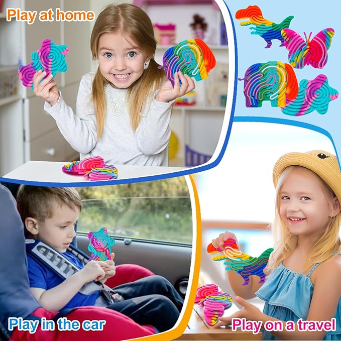4 Pack Sensory Activity Board Toys Set, Silicone Fidget Toys Adults Toddler, Bulk Party Favors Sensory Toys for Kids 8-12, Calm Down Fidget Toy for Stress Relief ADHD and Autism