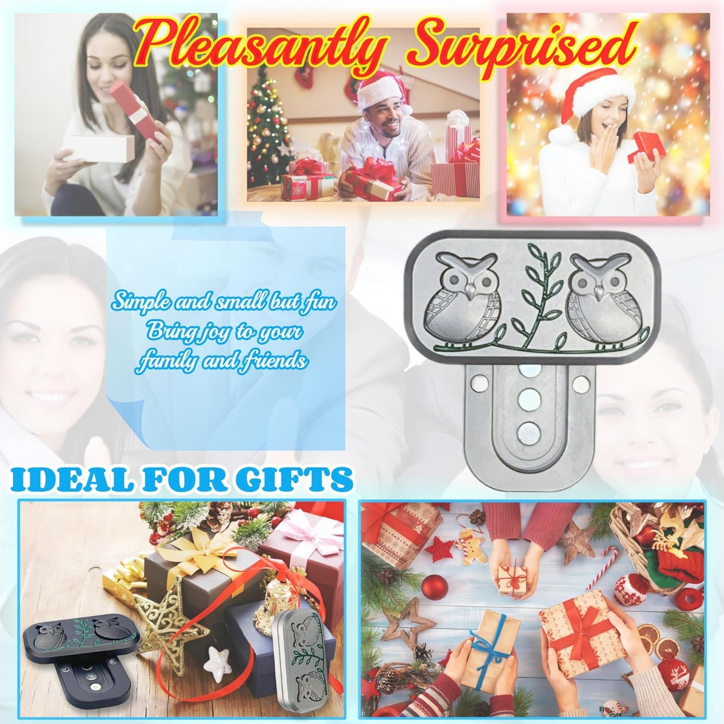 New Decompression Metal Poker Fidget Slider,Men's EDC Hand Slider,Poker Push Card Stress Relief Toys,Twig Sitting Owl Shape Design Fidget Toys,Office Desk Toys Gifts for Boyfriend and Father (Silver)