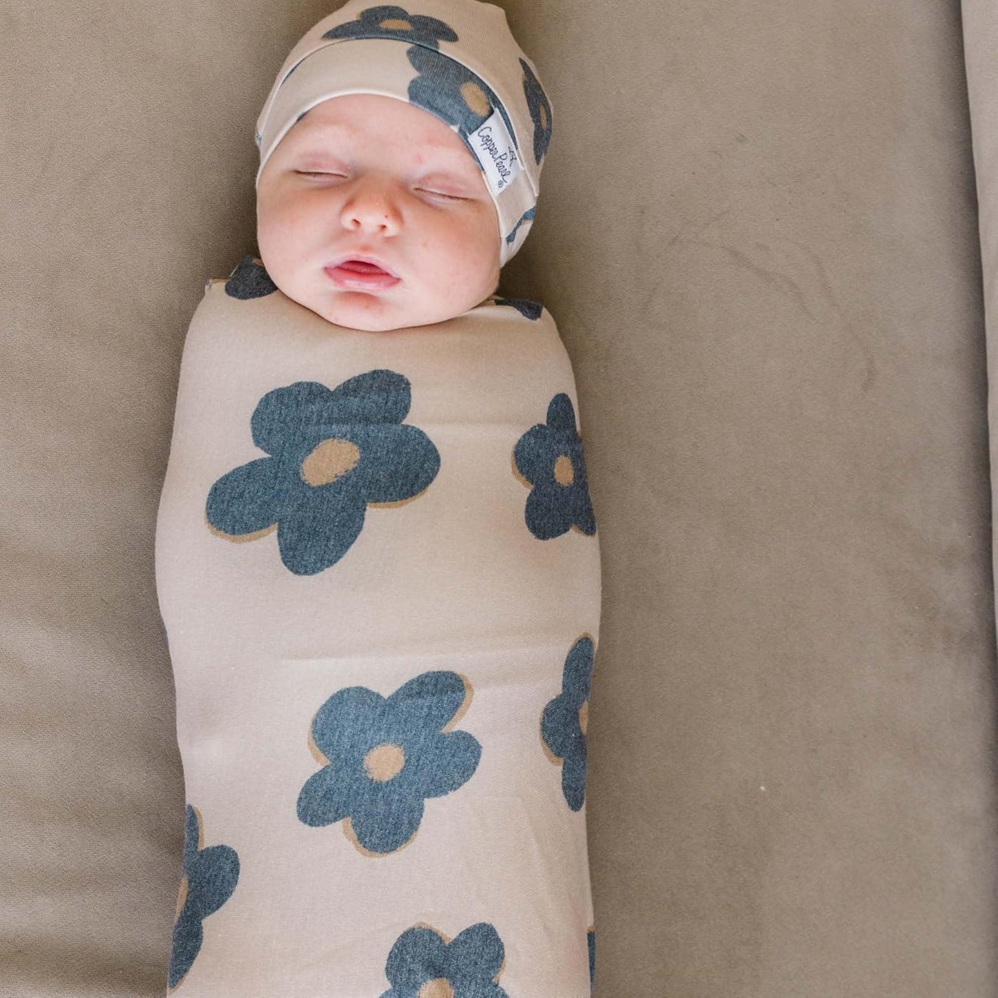 Copper Pearl Large Premium Knit Baby Swaddle Receiving Blanket Gemma in Tan