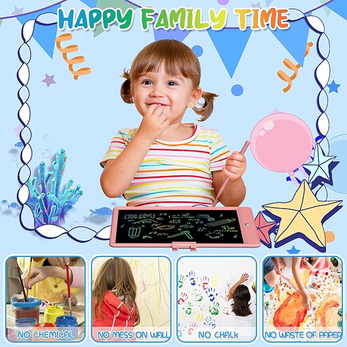 10 Inch LCD Writing Tablet for Kids 4 Pack Reusable Drawing Pad Colorful Toddler Writing Board Electronic Drawing Tablet Educational and Learning Toys for 3-8 Years Old Boys Girls