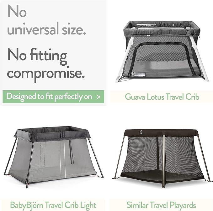 Travel Crib Fitted Sheets for Baby Bjorn, Guava Lotus Travel Crib and 24 x 42 Inch Travel Light Playard Mattress – Snuggly Soft 100% Jersey Cotton – Light + Dark Grey – 2 Pack