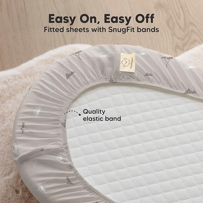 2-Pack Organic Bassinet Sheets for Girls, Boys - 100% Cotton Bassinet Mattress Sheets Compatible with Halo Bassinest Swivel Sleeper, Graco,Baby Delight,Chicco,Unisex Fitted Bassinet Sheets (Savannah)