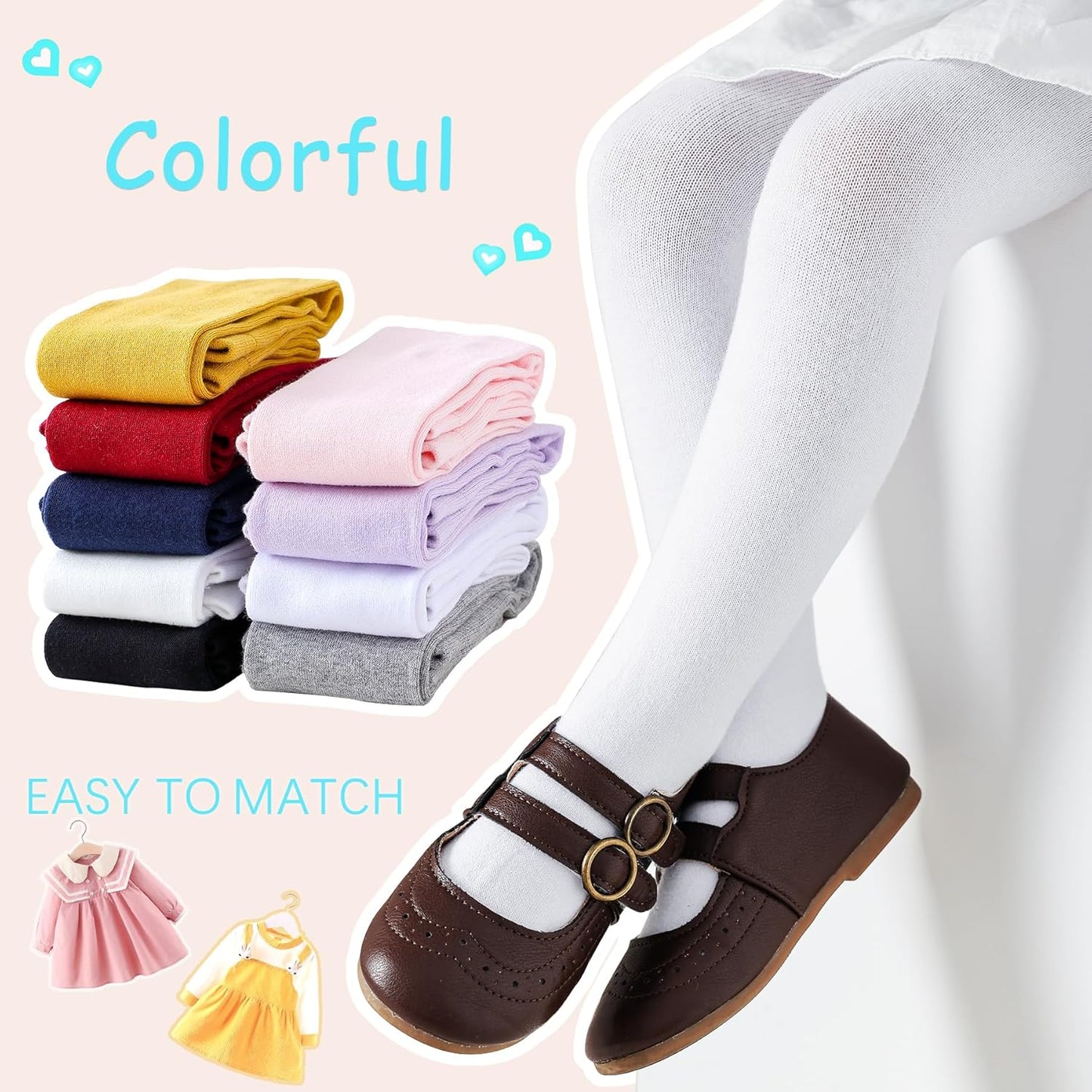 Baby Tights Non Slip Toddler Stockings Tights with Grippers Seamless Soft Cotton Knit Leggings Newborn