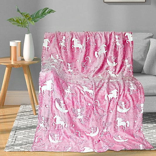 TEHALK Personalized Blanket for Kids Baby Toddler Blanket Unicorns Gifts for Girls Unicorn Blanket for Girls Glow in The Dark Blankets Kids Soft Throw Blanket for Couch Bed 40"x50"