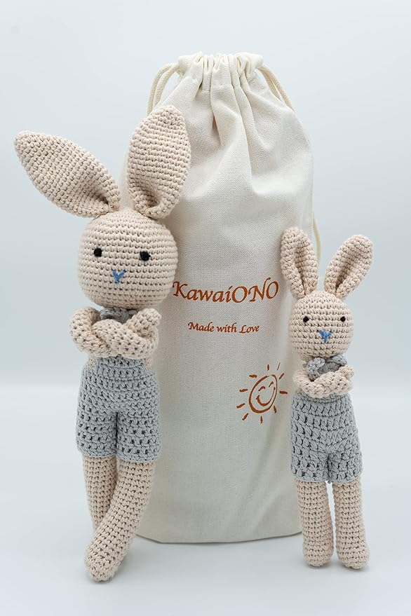 KawaiiOnO Bunny Family, Handmade Crochet Plushie Doll, Amigurumi Baby/Toddler Doll
