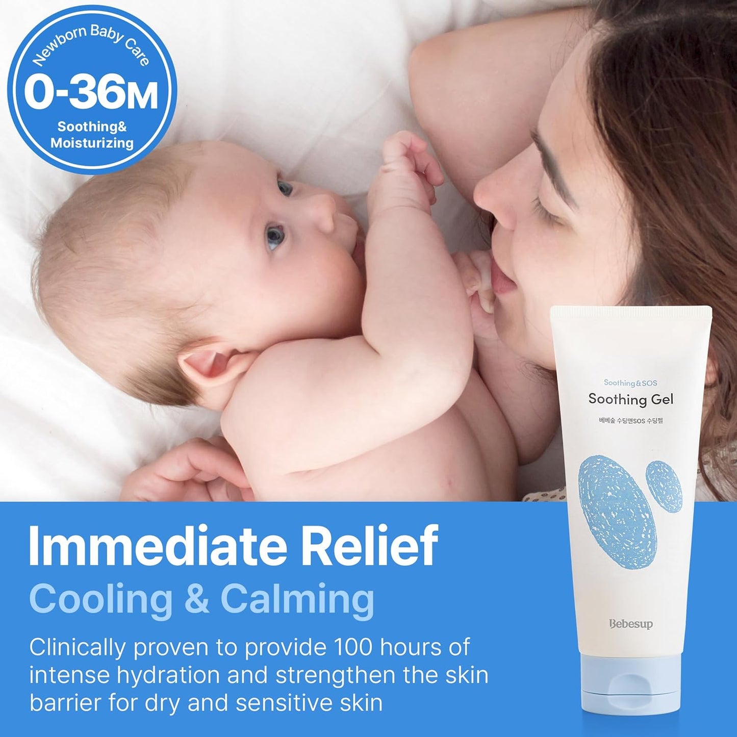 BEBESUP- 베베숲 Instant - Cooling Relief Baby Soothing Gel | Korean Skincare for Sensitive & Atopic Skin 3-Sec Cooling Effect Clinically Tested Hypoallergenic Dermatologist Approved 6.76 fl oz