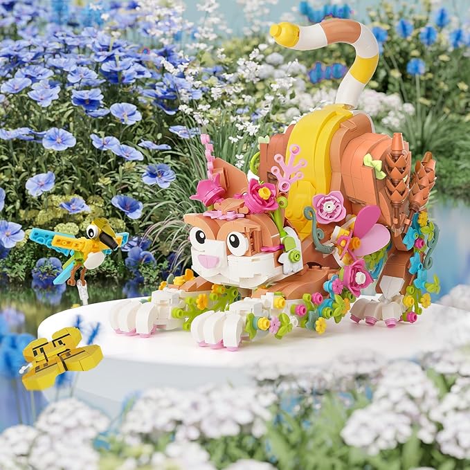 JOJO&Peach Cat and Flower Building Toy Set for Girls, Animals Plant Model Ideas Birthday for Women Adults Teens Age 8 9 10 11 12+ (1038 Pieces)