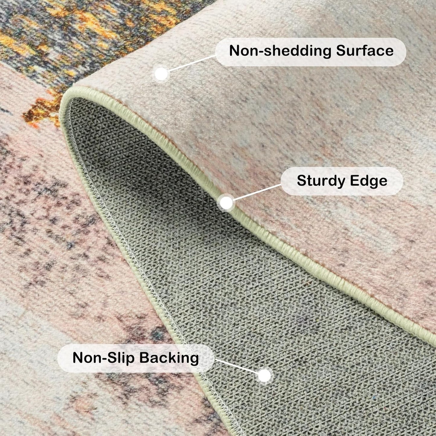 Kelarea Living Room Rug, 8x10 Rug Modern Abstract Washable Rugs Grey Faux Wool Vintage Carpets, Non Slip Rugs for Bedroom, Dining Room, College Dorm, Kids Playroom, Home Office