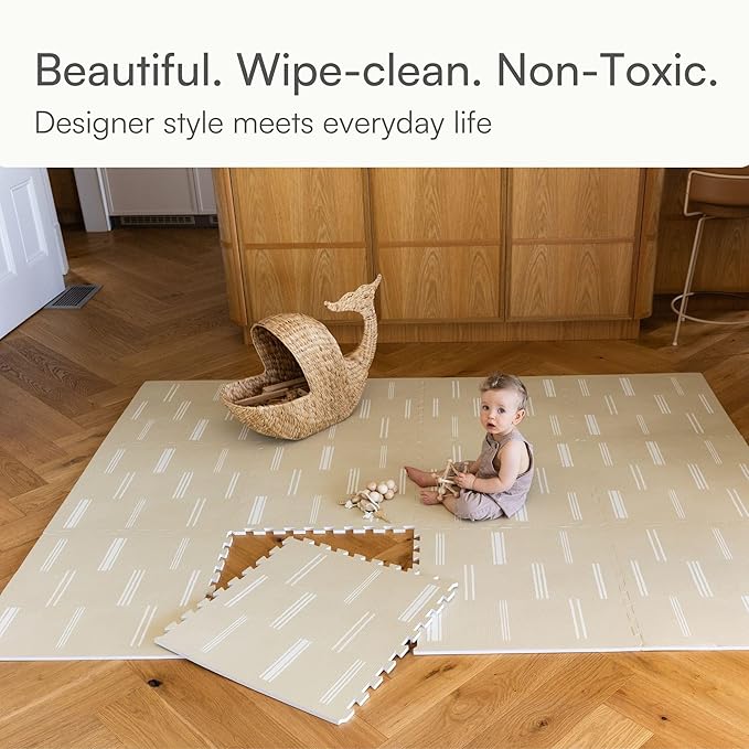 Lillefolk Foam Baby Play Mat – Interlocking Tiles for Kids | Non-Toxic Crawling Mat for Tummy Time, Toddlers & Infants – 6x6ft 9 Tiles