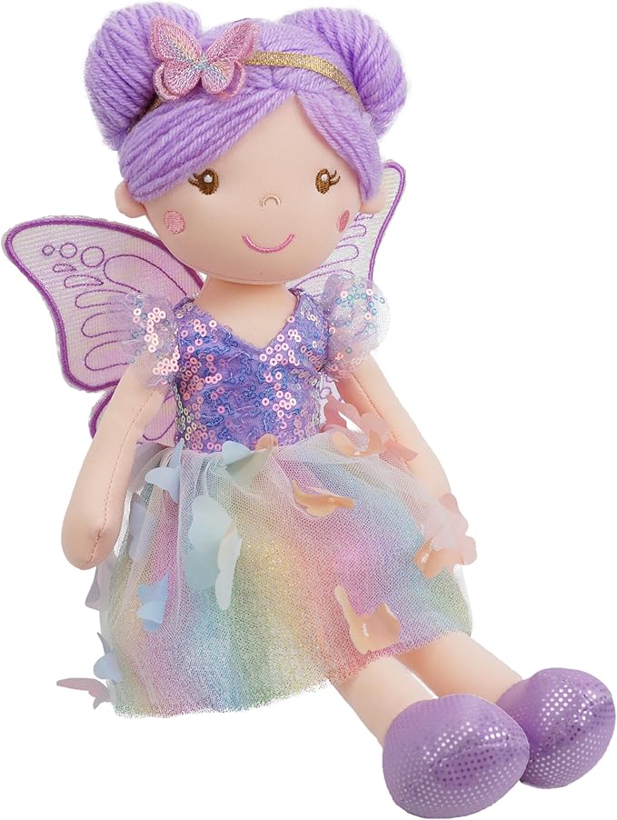 June Garden 15" Celestia The Rainbow Whisper Fairy Doll – Soft Plush Fairy Toy with Multicolor Butterfly Skirt – Enchanted Garden Collection