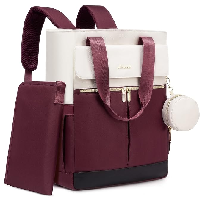 LOVEVOOK Diaper Bag Backpack,Diaper Bag Tote with Insulated Pockets,Baby Bag for Girl Boy with Changing Pad,Large Baby Diaper Bag with Pacifier Case,Anti-Theft Travel Backpack for Women,Red-White