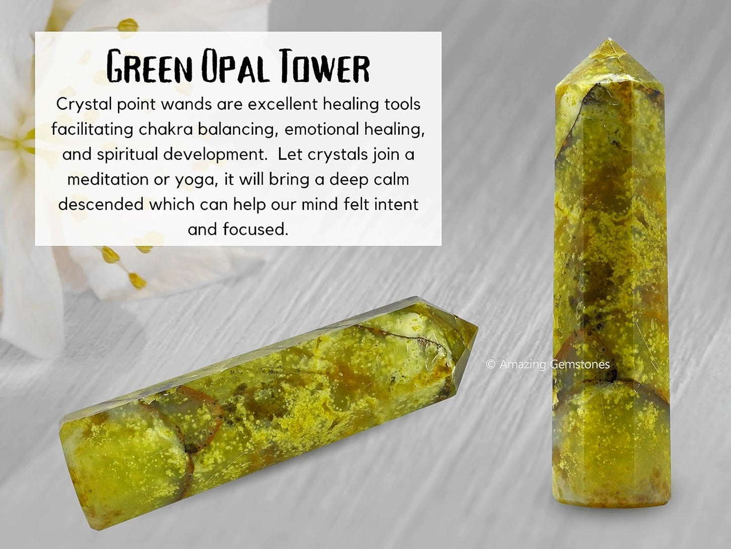 Amazing Gemstone Green Opal Crystal Towers - Natural Healing Crystal Point Obelisk for Reiki Healing and Crystal Grid (2 Inch to 3 Inch)