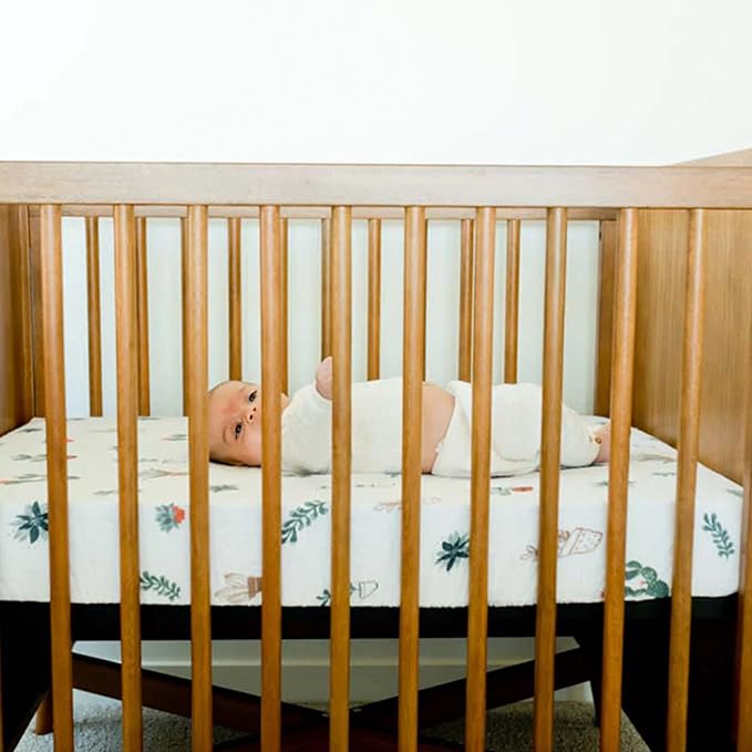 Little Unicorn Premium Crib Sheet | Breathable & Super-Soft Muslin Fabric (Prickle Pots)