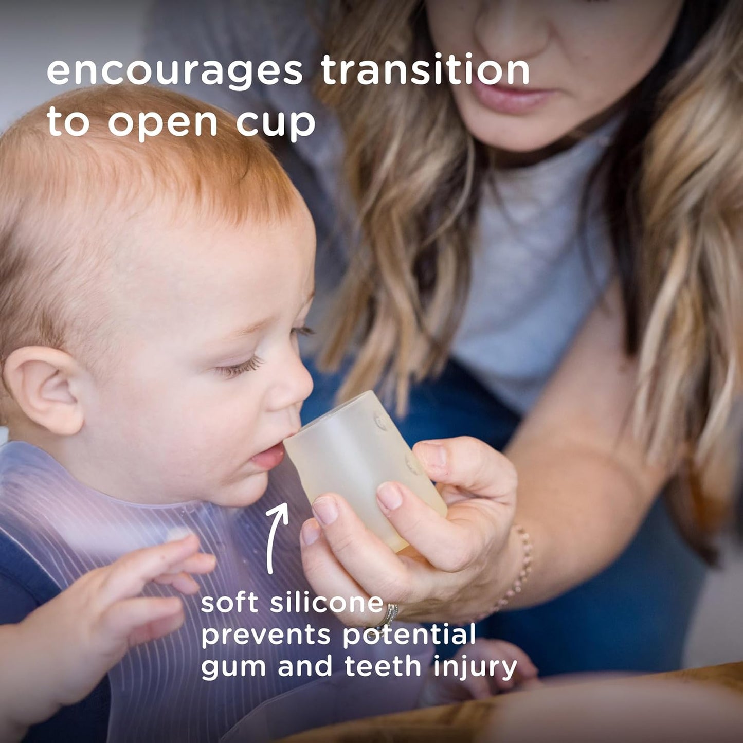 Olababy First Cup | Clear Sense 100% Silicone Infant Trainer Cup | 2oz Medicine Cup for Newborn | Non-Slip & Sloping Design for Tiny Hands & Baby Led Weaning (Kiwi/Blueberry, 2 Cups)