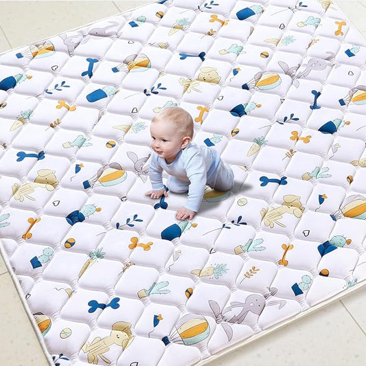 Premium Foam Baby Play Mat 79" X 55", Extra Large Soft Thicker Activity Playmats for Babies, Toddlers, Infants, Play & Tummy Time, Foldable & Machine Washable Baby Mat for Floor