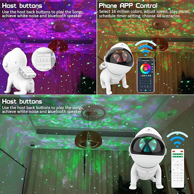 Star Projector,Galaxy Projector for Bedroom,Space Dog Projector with Bluetooth Speaker,21 Color Modes,White Noise,Remote & App Control,Night Light for Kids Adults Game Room Theater Ceiling Decor