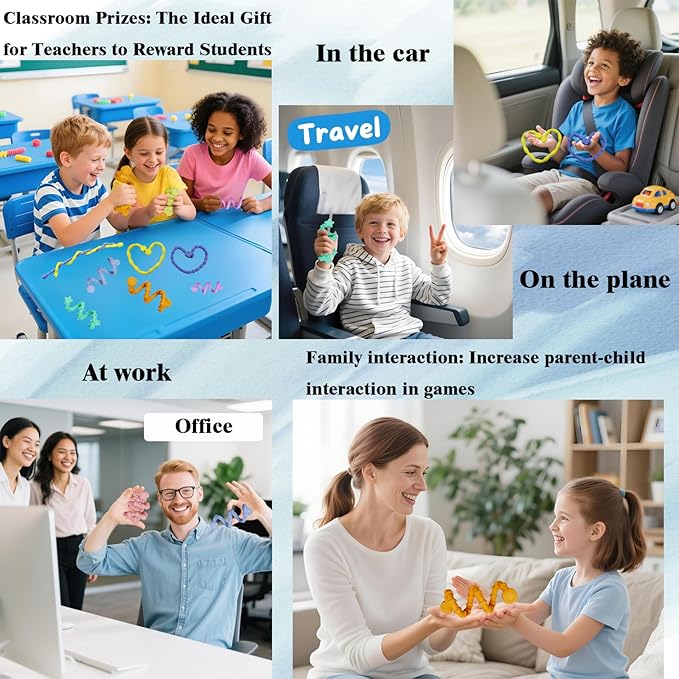 Fidget Toys Sensory Sticks (6 Pack) - Textured Stress Relief Toys for Kids - Sensory Toys for Autism, ADHD, Stress Relief - Calming Classroom Must Haves, Travel Essentials for Kids & Adults