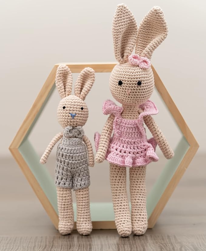 KawaiiOnO Bunny Family, Handmade Crochet Plushie Doll, Amigurumi Baby/Toddler Doll