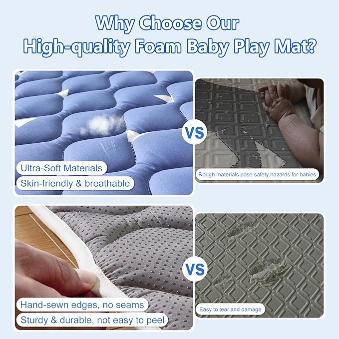 Premium Foam Baby Play Mat 79" X 71", Extra Large Soft Thicker Activity Playmats for Babies, Toddlers, Infants, Play & Tummy Time, Foldable & Machine Washable Baby Crawling Mat